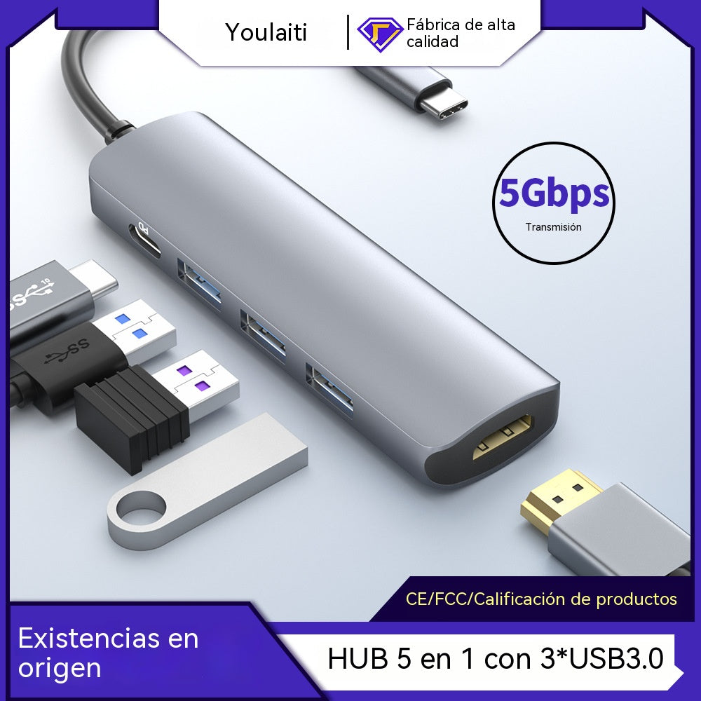🔌✨ Hub USB-C portátil 5 en 1 con salida HDMI 4K 🎥💻