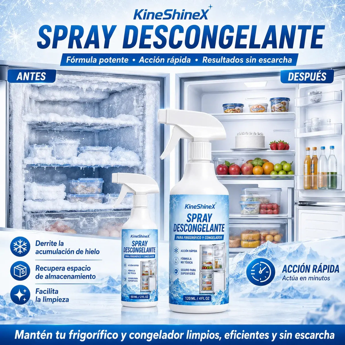 ❄️ Nuevo spray descongelante 2026 🧡 Elimina rápidamente el hielo del congelador