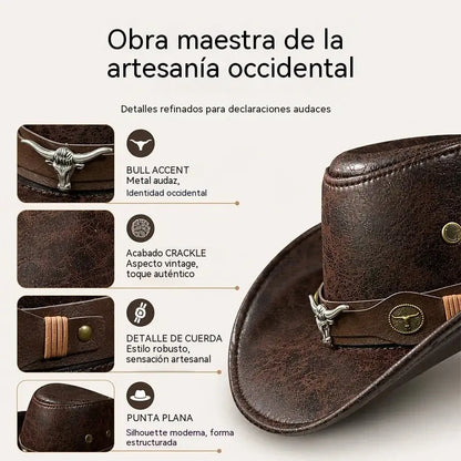 🤠 ¡50% de descuento! Sombrero vaquero vintage de ala ancha con banda decorativa