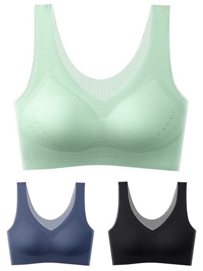 🌟【1 set = 3 bucăți】Sutien push-up fără cusături din mătase glacială 2025 ❄️Super confortabil | Potrivit pentru 40-120 kg | Confortabil și respirabil 