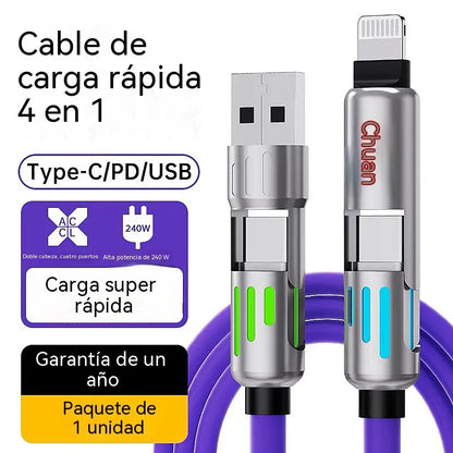 🌈¡Un solo cable, mayor comodidad! Cargador multifuncional con iluminación RGB