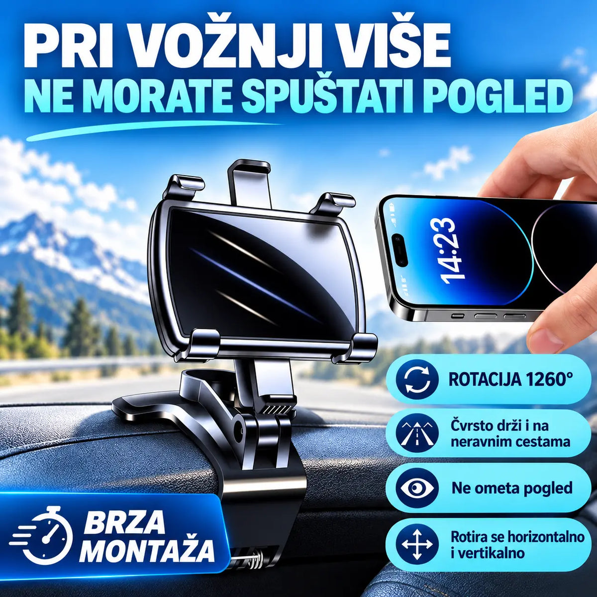 【Kupite jedan, dobijte jedan gratis】Držač za telefon u automobilu koji se okreće za 360°