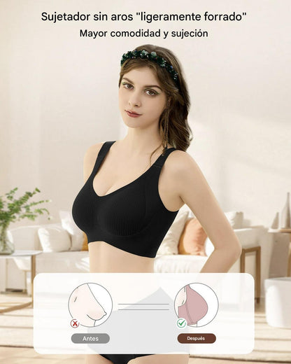 🧊[Paquete de 4] 🍃Sujetador de una pieza sin costuras ni aros para mujer - Transpirable y sin sudor ❤️ [40–95 kg]