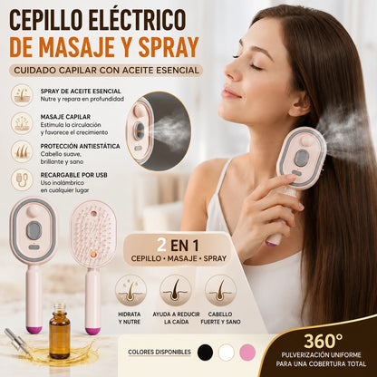 📢📢 ¡Oferta especial! ⏰ Peine eléctrico de masaje con pulverizador de aire y aceites esenciales, ideal para nutrir y rociar el cabello ✨🔥
