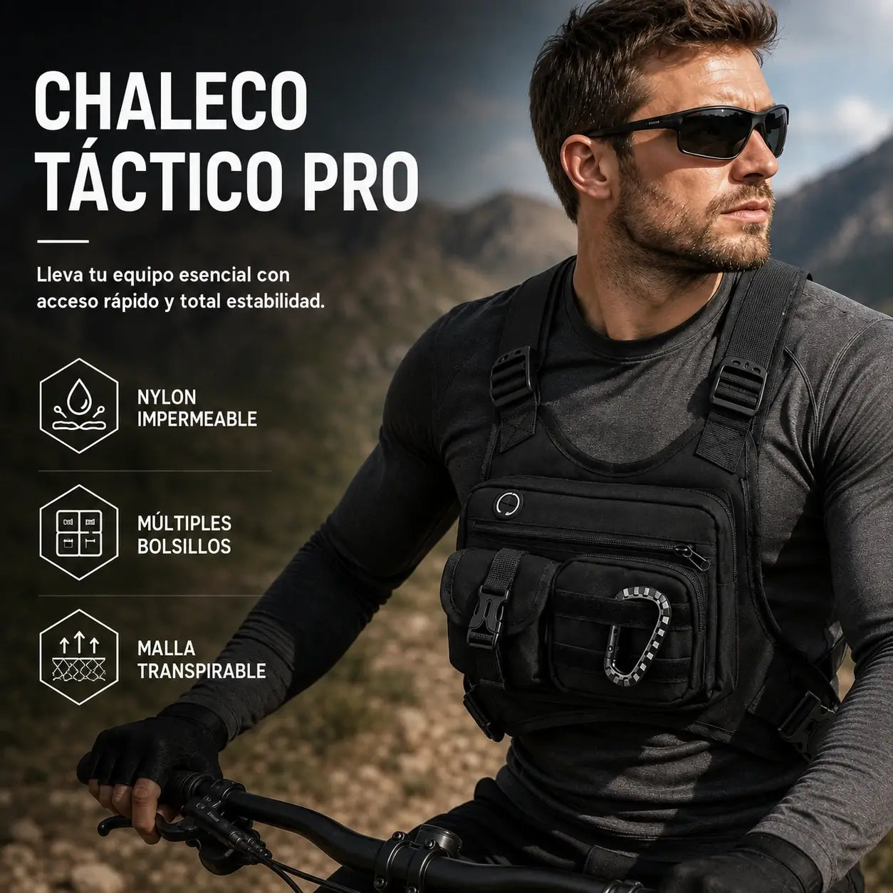 📢📢 ¡50% DE DESCUENTO! ⏰ Bolsa táctica de pecho para hombre para ciclismo al aire libre