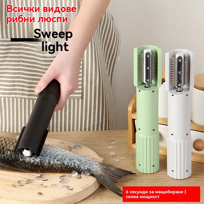 🐠Домакински електрически ръчен, напълно автоматичен скалер за риба с острие от неръждаема стомана
