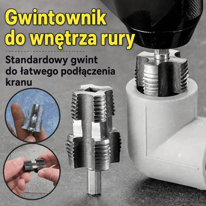 🛠️【Zestaw gwintowników do gwintów wewnętrznych + narzynek do gwintów zewnętrznych】⚙️🔩 Akcesorium do gwintowania rur wodnych