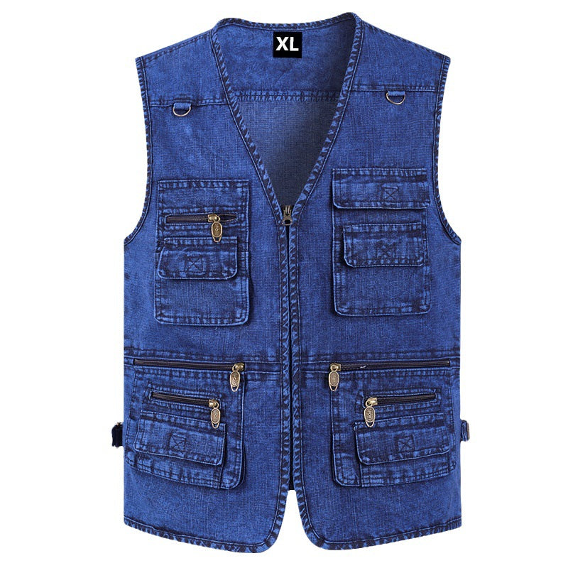 💥👨‍💼-49 OFF%【XL-7XL】2026 Chaleco vaquero multibolsillos para hombr