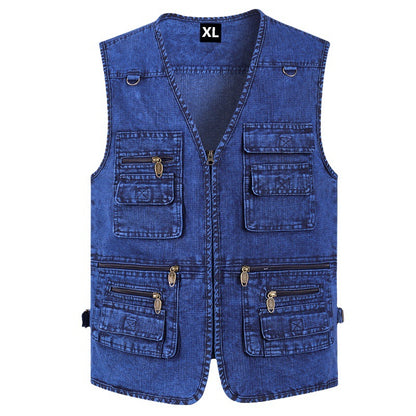 💥👨‍💼-49 OFF%【XL-7XL】2026 Chaleco vaquero multibolsillos para hombr