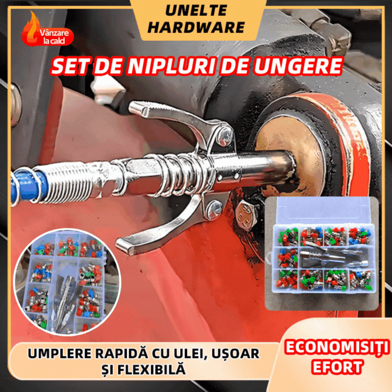 🧰💥🔥Комплект двуръкохваткови пистолети за грес, пистолет за грес с иглен накрайник и пистолет за грес с плосък накрайник M6/M8/M10 мм