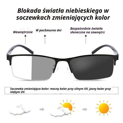 👓✨🕶️ Połowa ceny na cały asortyment 🔥🔥 Metalowe półramkowe fotochromatyczne okulary przeciwsłoneczne, okulary korekcyjne z filtrem światła niebieskiego, okulary przeciwsłoneczne do jazdy samochodem