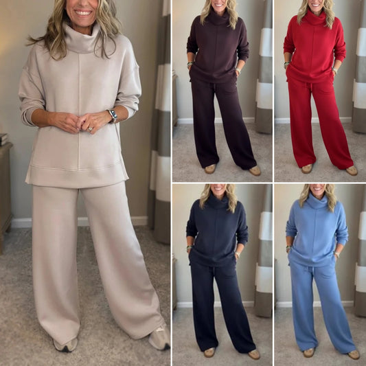 🍂🐏【Nový príchod! Časovo obmedzená akcia so zľavou 50 %】Dámska dvojdielna cestovná súprava, obsahuje tielkovú košeľu zo zmesi alpaky (s bočným rozparkom) + ležérne nohavice 🔥