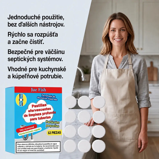 🥳💞 Účinné šumivé tablety na čistenie a uvoľnenie upchatého potrubia. Odstraňujú mastnotu, vlasy, nepríjemný zápach a baktérie. Vhodné do umývadiel, toaliet a odtokov.