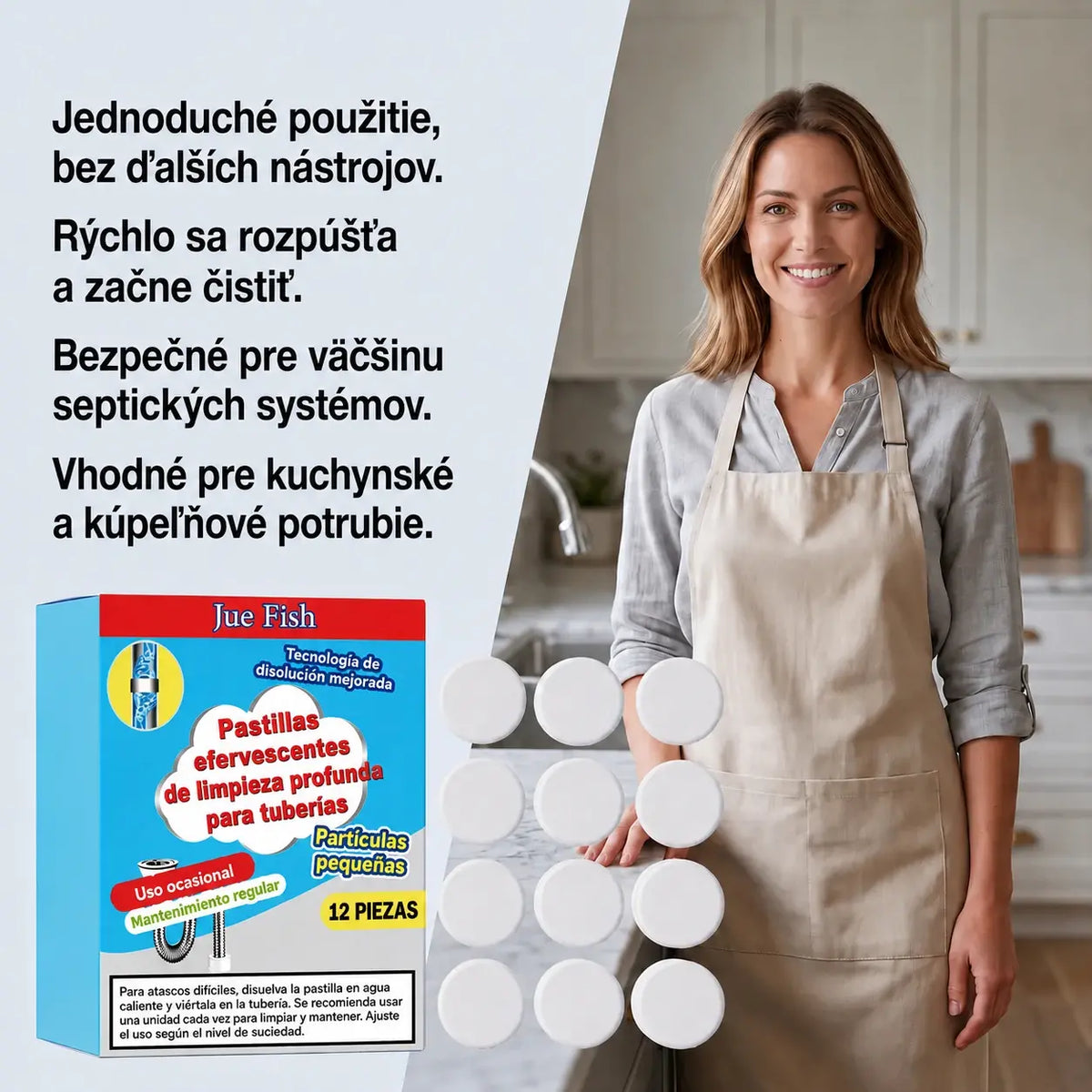🥳💞 Účinné šumivé tablety na čistenie a uvoľnenie upchatého potrubia. Odstraňujú mastnotu, vlasy, nepríjemný zápach a baktérie. Vhodné do umývadiel, toaliet a odtokov.