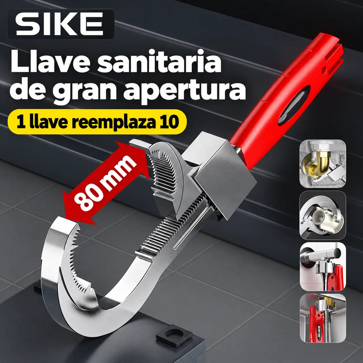 🔧 Llave multifuncional para instalación y desmontaje de grifos – Ideal para espacios reducidos