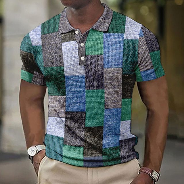 💥👕【Novedades en oferta】【S-5XL】Camisa polo casual para hombre con estampado geométrico 2026