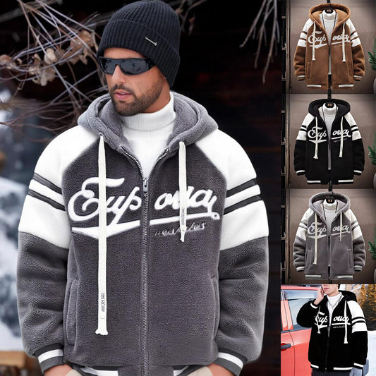 【50 % popust, S-3XL】🔥Moški zimski debel topel plašč iz jagnječje volne