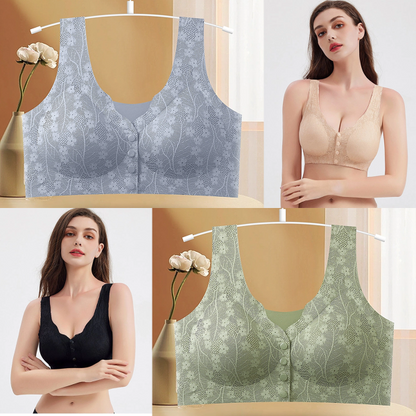 😍👙【Paquete de 2 piezas】Sujetador sin aros con botón frontal para mujer