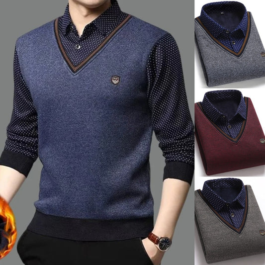 👔 [M-4XL] Camisa de punto para hombre más terciopelo para espesar y mantener el calor