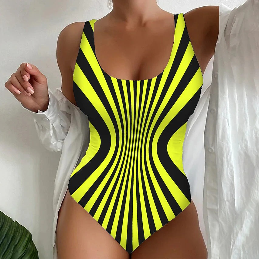 🥰【Último día - 50% de descuento】🔥【S~8XL】Bañador de una pieza a rayas exclusivo