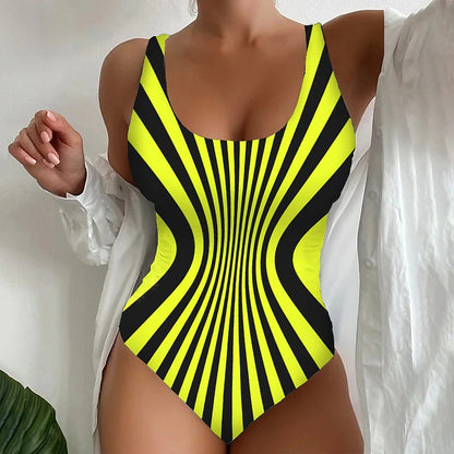 🔥【😍S~6XL】🔥Sexy pruhované jednodielne plavky 3711831