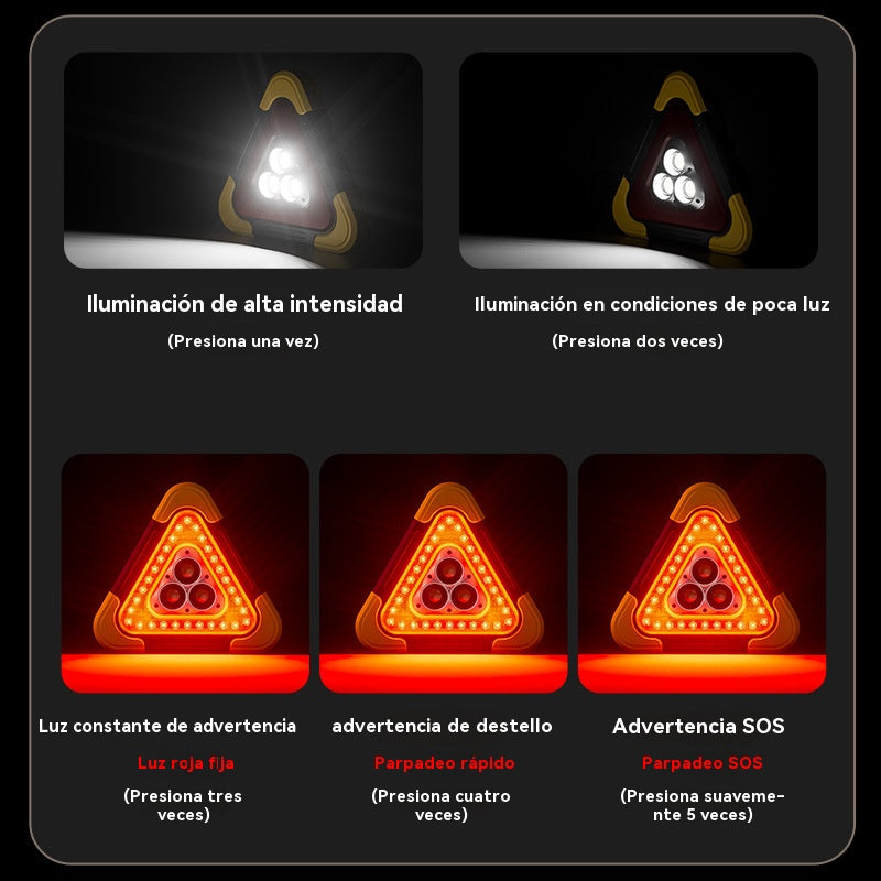 🚗Luz de advertencia multifuncional, luz de emergencia LED para automóvil, accesorios para vehículos con energía solar, señal de advertencia