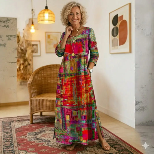 Manuela | Boho maksi haljina s etničkim patchwork uzorkom