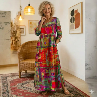Manuela | Boho maksi haljina s etničkim patchwork uzorkom