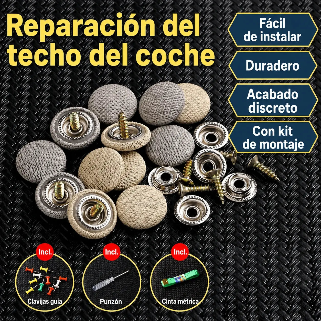 🔥【Compra 1 y llévate 1 gratis · 60 piezas】Hebillas para techo de coche + kit de herramientas de instalación