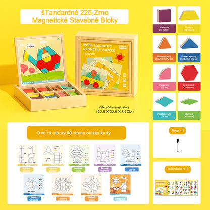 👶🌈🧩【225 kosov】🔥Magnetna lesena sestavljanka, otroška izobraževalna igrača, ki spodbuja razmišljanje.