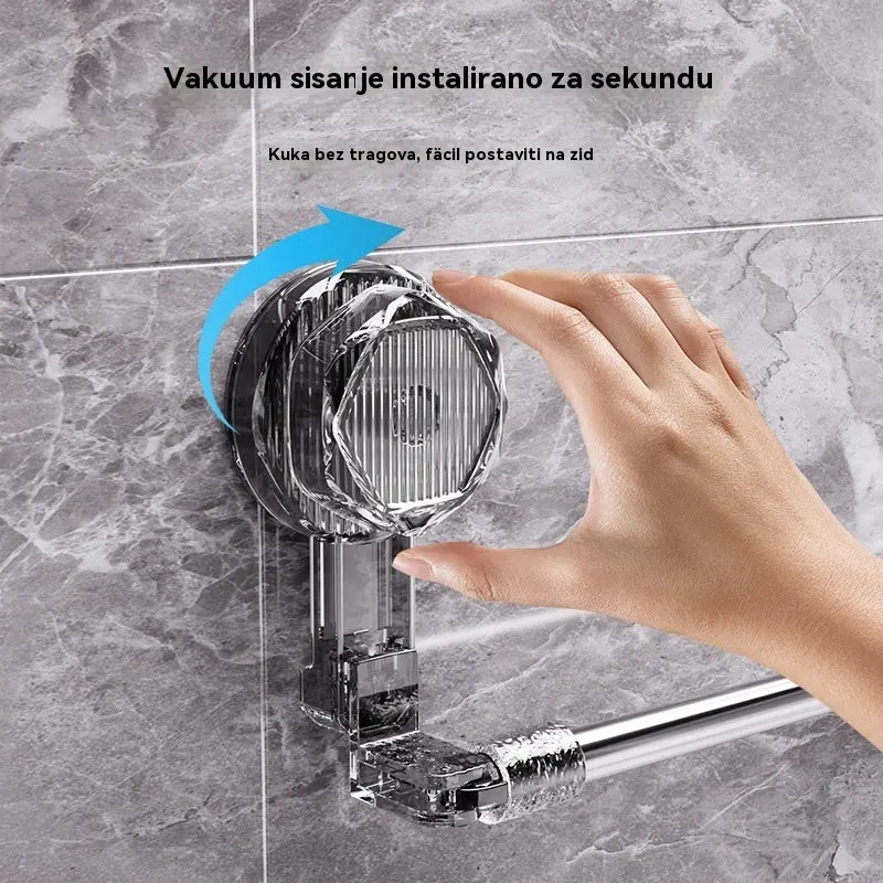 🚿✨【Vremenski ograničena ponuda】Rotirajući držač za ručnike s vakuumskim čašicama, bez bušenja.