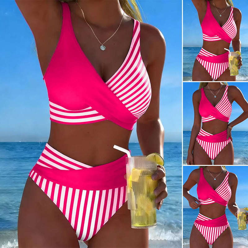 👙Dámsky štýlový bikini set s leopardím vzorom a zaväzovaním na krku