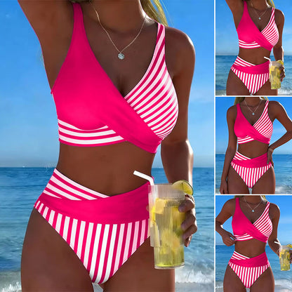 👙Dámsky štýlový bikini set s leopardím vzorom a zaväzovaním na krku