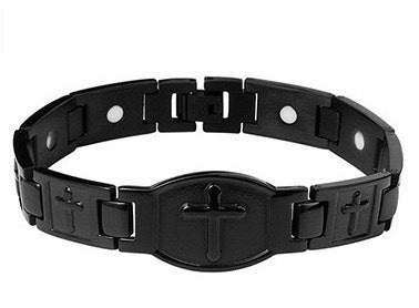 🎁💙 Pánský měděný náramek s křížem, magnetický léčivý náramek, se 46 vestavěnými magnety - 99,99% čistá měď