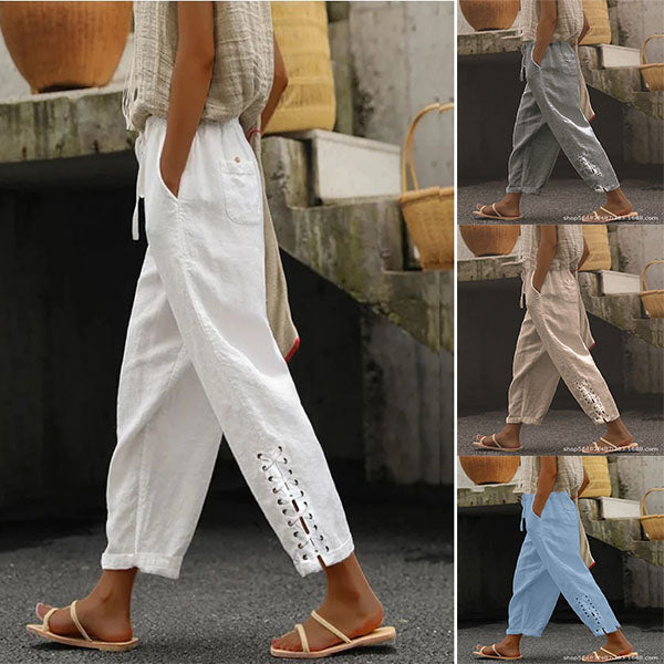 💯Pantalones de mujer con detalle de encaje y cordón ajustable.
