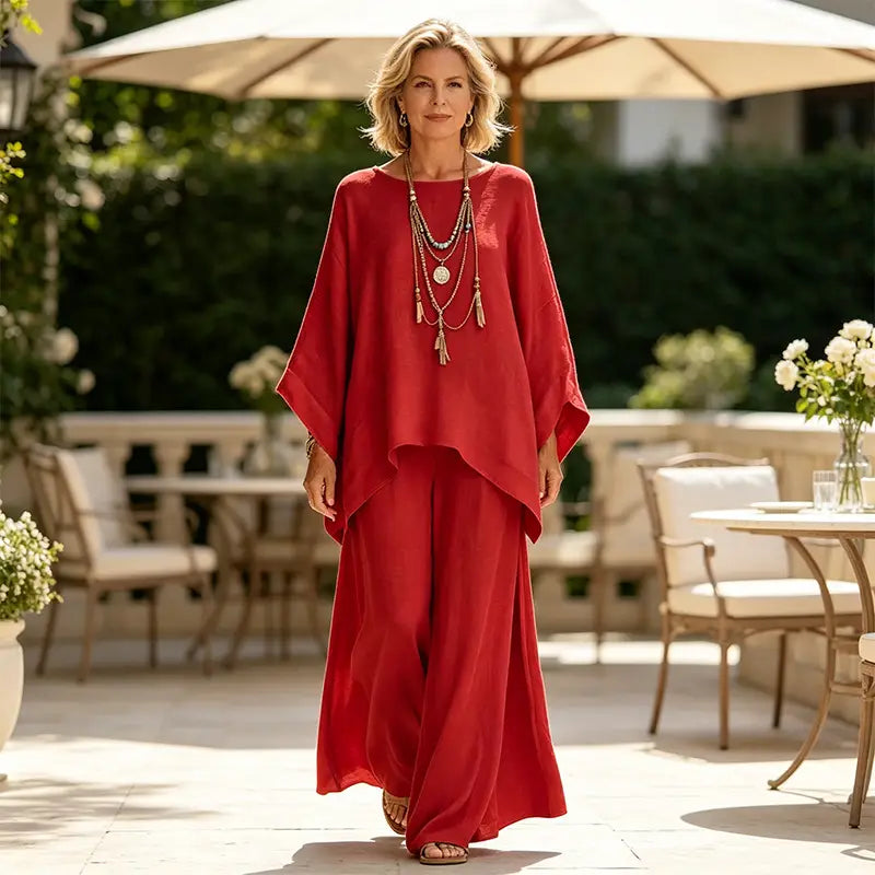 Conjunto de lino y algodón: camisa extragrande y pantalón de pierna ancha, estilo minimalista y moderno, tallas S-3XL