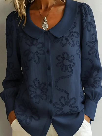 🌟【50% zľava】👚Francúzska retro vyšívaná košeľa z roku 2026 - Golier v štýle Petra Pana, módny a všestranný, priedušný a pohodlný.