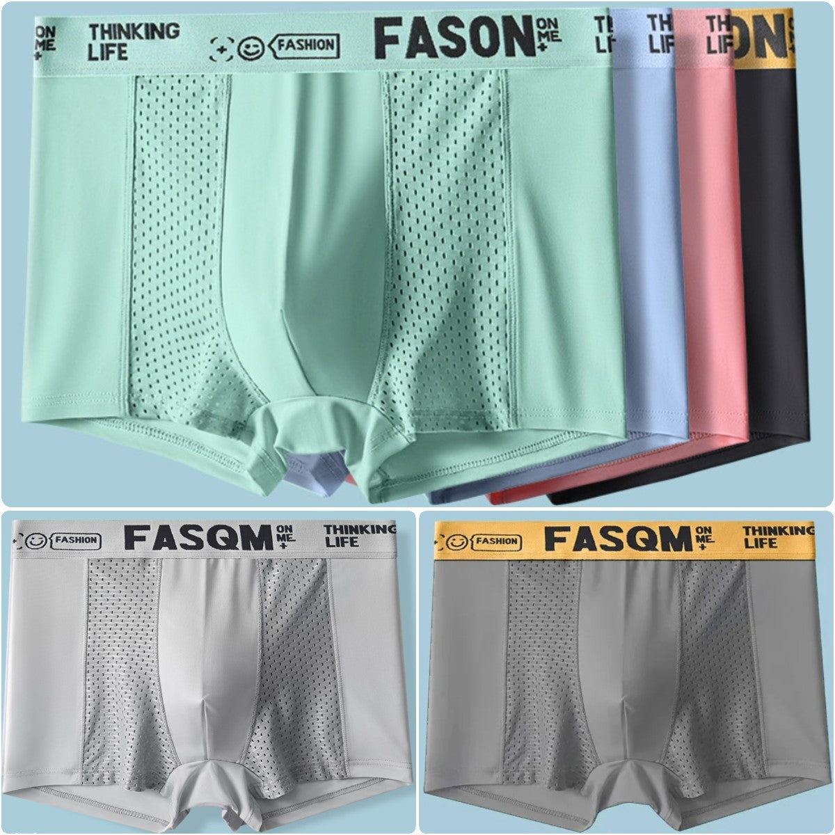 ⏰⏰【6 piezas 34 euros】 Calzoncillos bóxer de malla transpirable de seda helada para hombre
