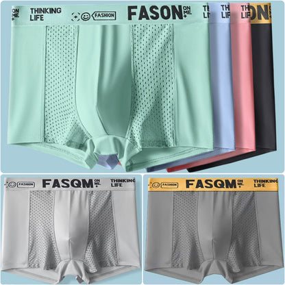 ⏰⏰【6 piezas 34 euros】 Calzoncillos bóxer de malla transpirable de seda helada para hombre