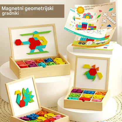🔥【Zľava -50%】Nová magnetická drevená tangramová skladačka, detská edukatívna hračka na rozvoj myslenia.