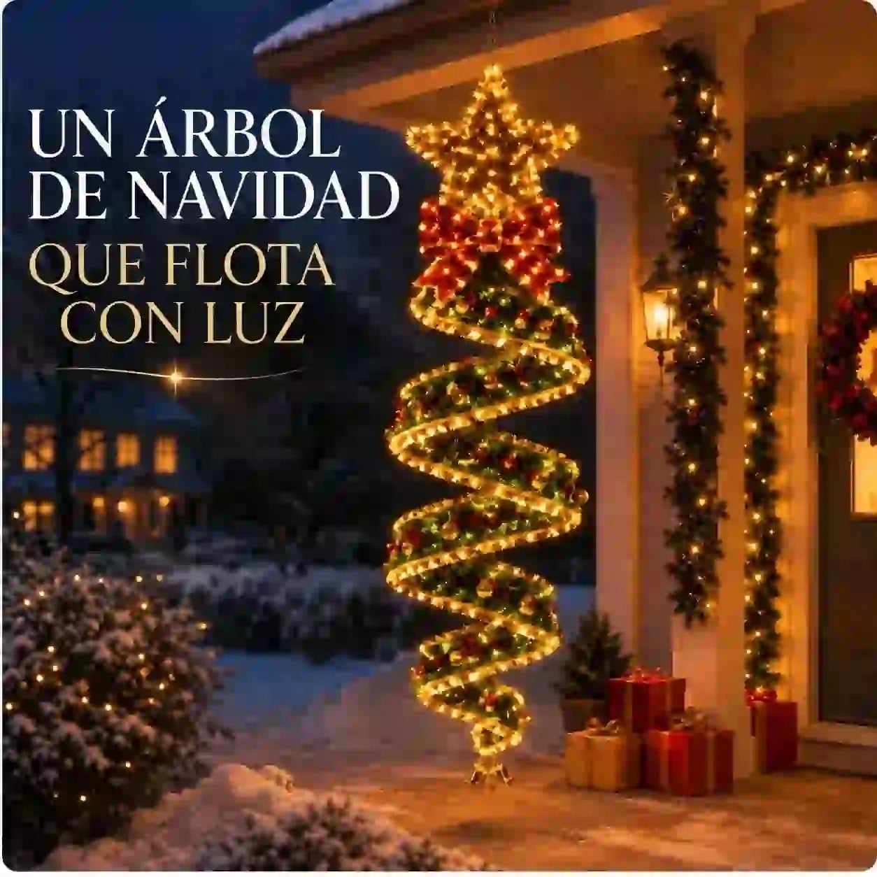 🎄 Decoraciones navideñas LED colgantes en espiral ✨