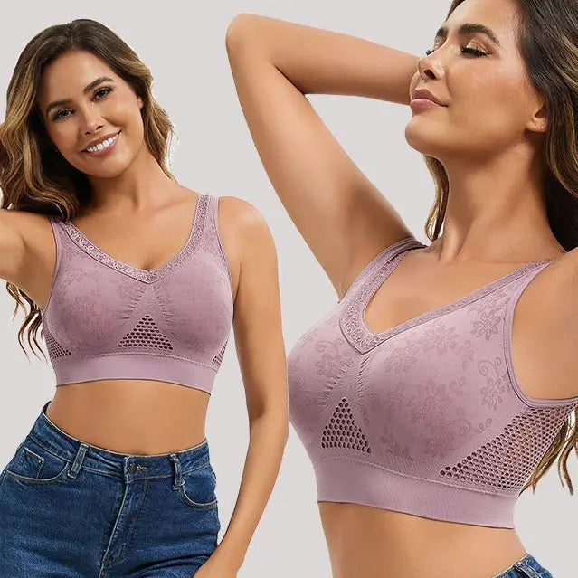 🔥👙【40-120 kg】【Balení 3 kusů】✨ Bezdrátová krajková podprsenka s vysokou podporou pro ženy