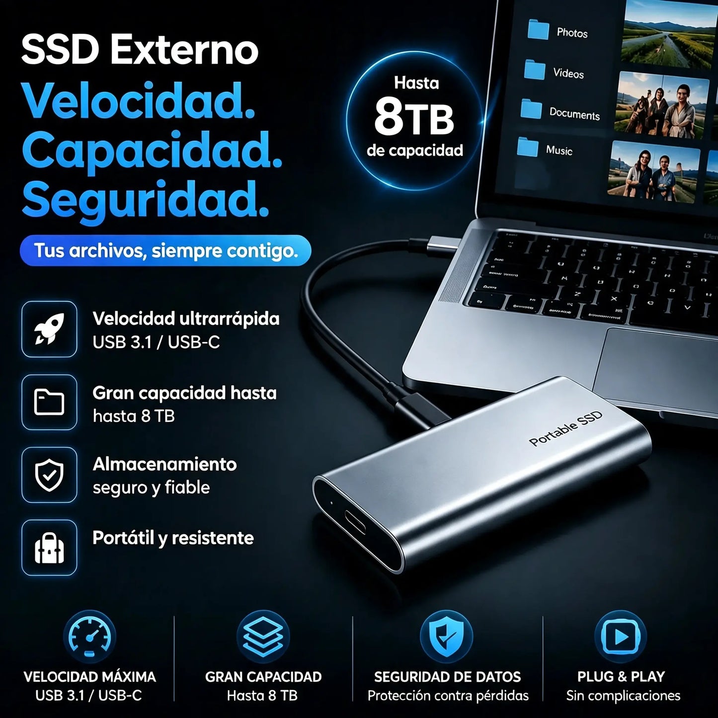 Último día de 50% de descuento: SSD externo portátil: protege tus fotos, vídeos y archivos importantes.