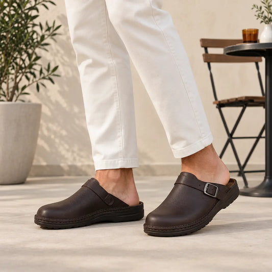👞 Pago contra entrega✅【38-48】Pantuflas de cuero natural, suela suave, muy cómodas de llevar ✅Unisex