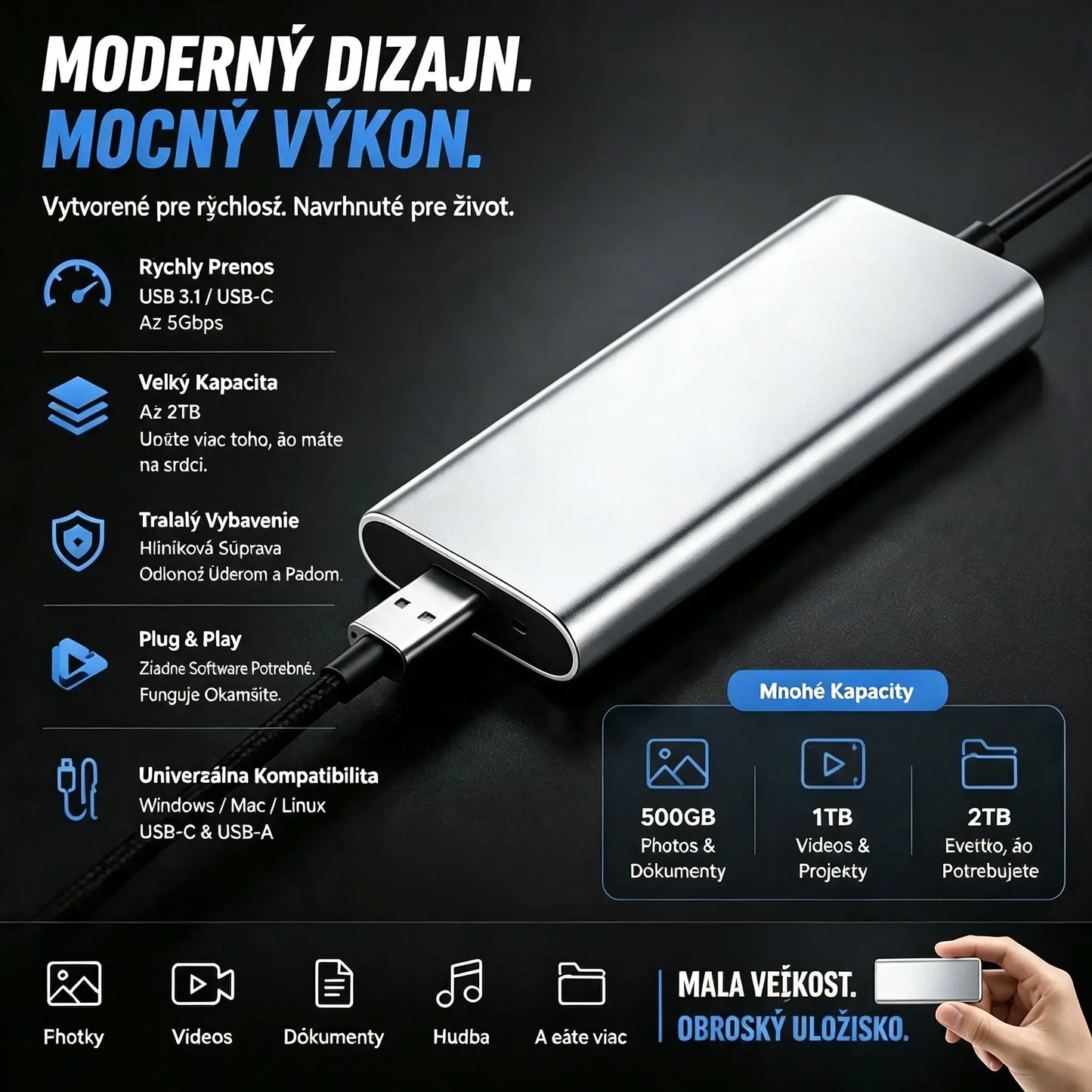Posledný deň 50% zľavy - Prenosný externý SSD disk - Chráňte svoje fotografie, videá a dôležité súbory.