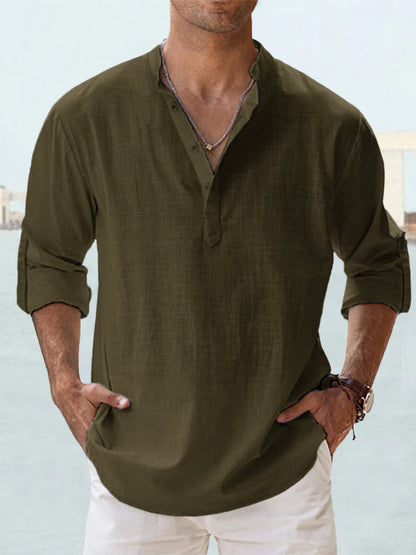 🤩【S-5XL】Camisa de manga larga para hombre, material de algodón y lino.