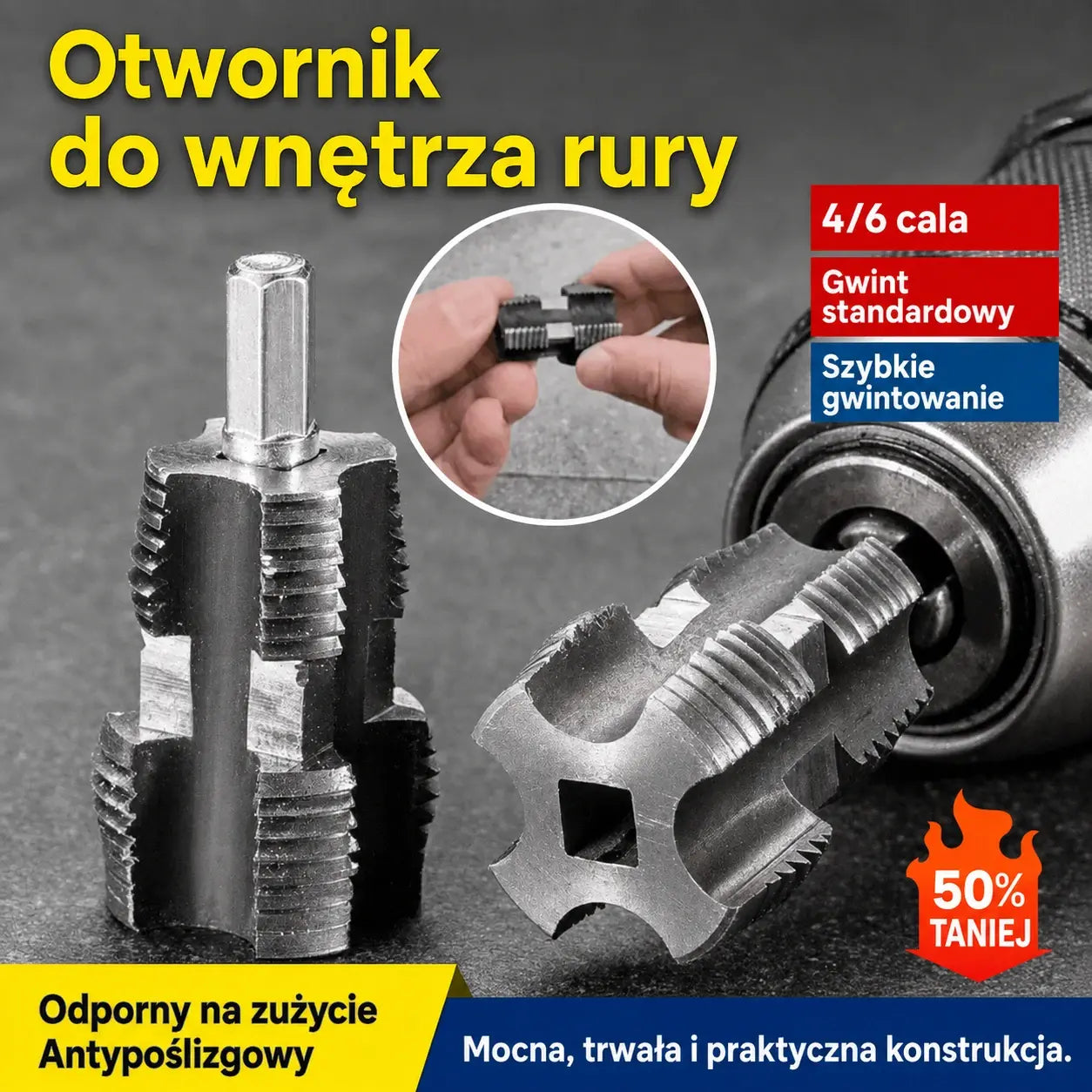 🛠️【Zestaw gwintowników do gwintów wewnętrznych + narzynek do gwintów zewnętrznych】⚙️🔩 Akcesorium do gwintowania rur wodnych