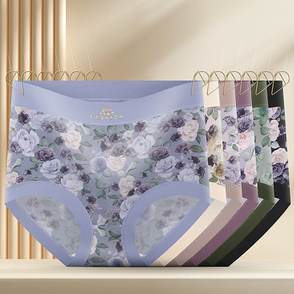 🔥【Compra 3 y llévate 3 gratis】Braguitas estampadas sin costuras de seda fría para mujer ✅Seda natural✅Control de abdomen y efecto push-up