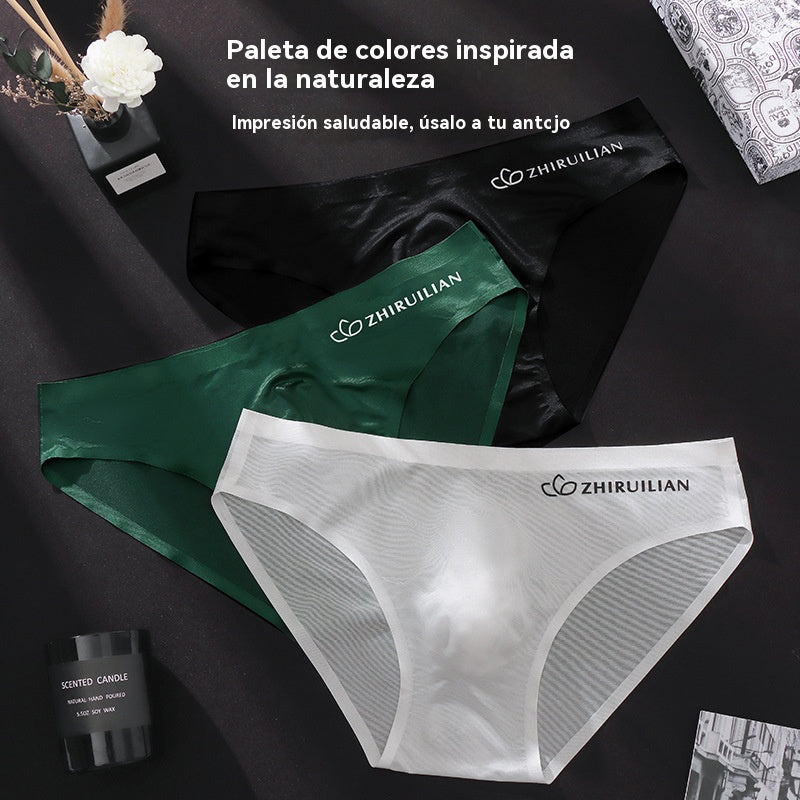 🔥🩲【50% OFF】Calzoncillos de seda de hielo transpirables para hombre, cintura baja (45-100 kg)