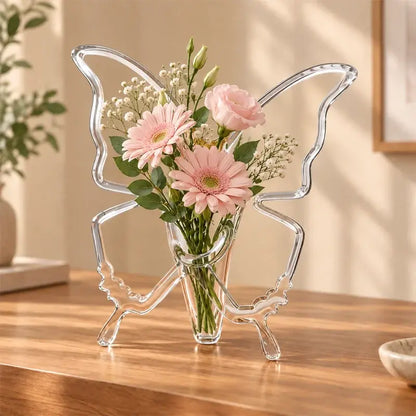 🦋 Jarrón de Mariposa Transparente para Hidroponía | Florero Creativo de Arte para Mesa | Decoración de Hogar y Salón ✨